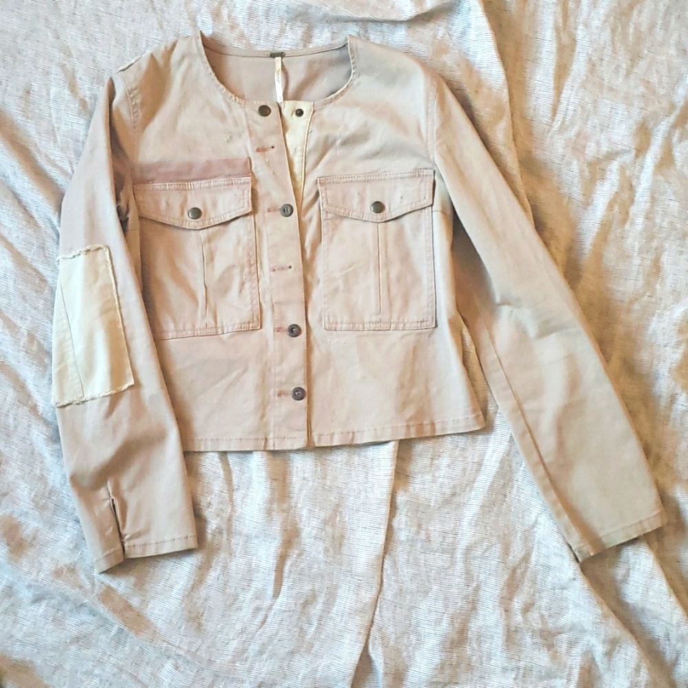 Free People Pink Military Jacket